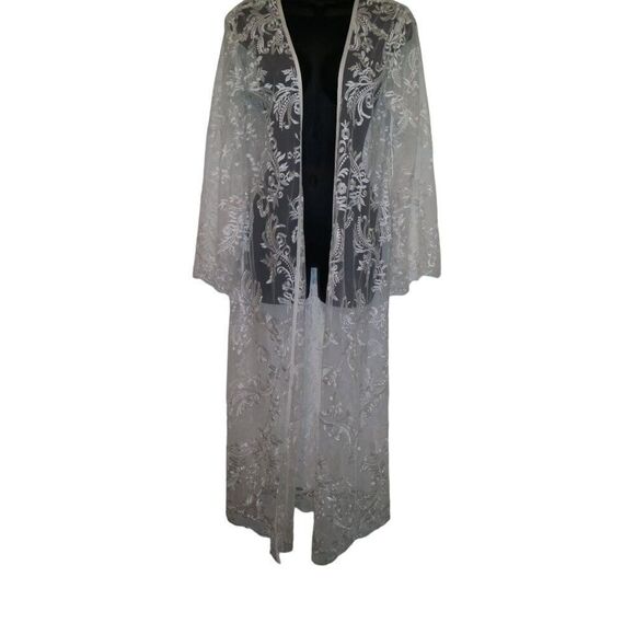 Homebodii Bridal Robe Women Sz XS‎ Lace White Maxi Sexy Intimates - Picture 1 of 7
